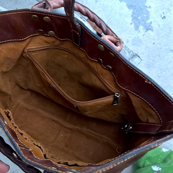 Patricia Nash CARDUCCI Leather Tote POCKET bag in Cognac - Picture 7 of 11